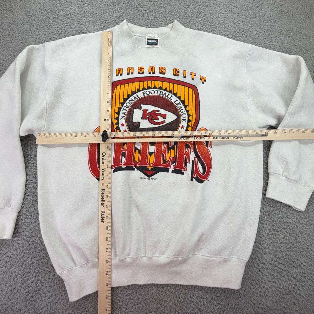 Vintage 1993 Kansas City Chiefs Tultex Sweatshirt White XL NFL Graphic Crewneck - Picture 7 of 9